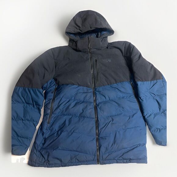 MOUNTAIN HARDWEAR Men’s Thermist Hooded Winter Ski Jacket Coat Navy/Black XL - Picture 1 of 7
